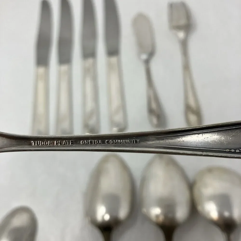 Tudor Plate Oneida Community QUEEN BESS II Mixed Lot of 13 Knife Spoon Fork
